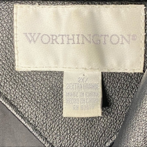 Women's Genuine Leather Jacket Worthington  3 Button Black -  Size 2XL - Picture 13 of 16